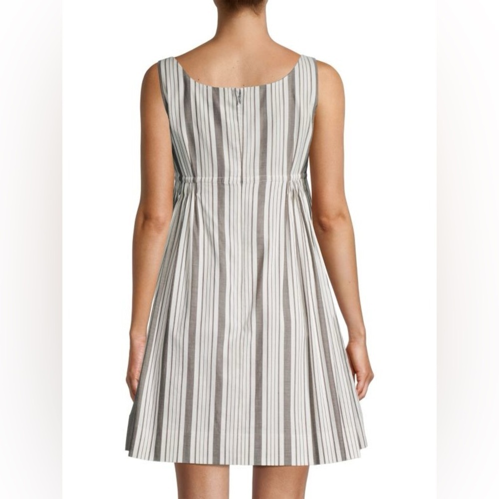Rebecca Taylor Dress White Gray Striped Cotton Sleeveless Empire Waist Size 0 - Picture 11 of 11